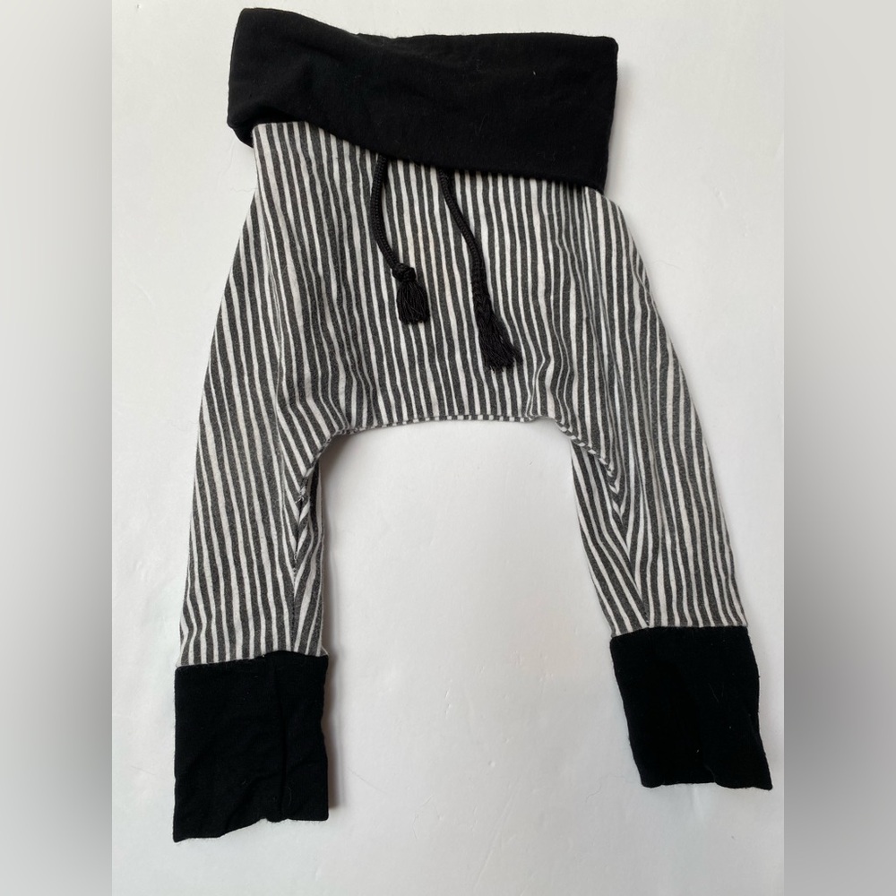 Kids Black & White Striped Harem Joggers with Black Waistband